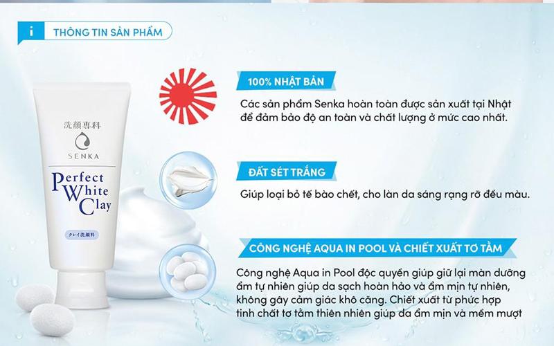 Sữa Rửa Mặt Đất Sét Trắng Senka Nhật 120g