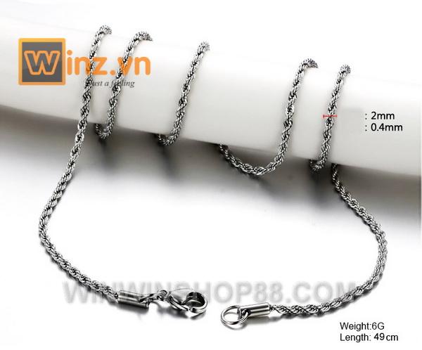 Dây chuyền xoắn 2mm DC06 dài 49 cm (màu bạc)