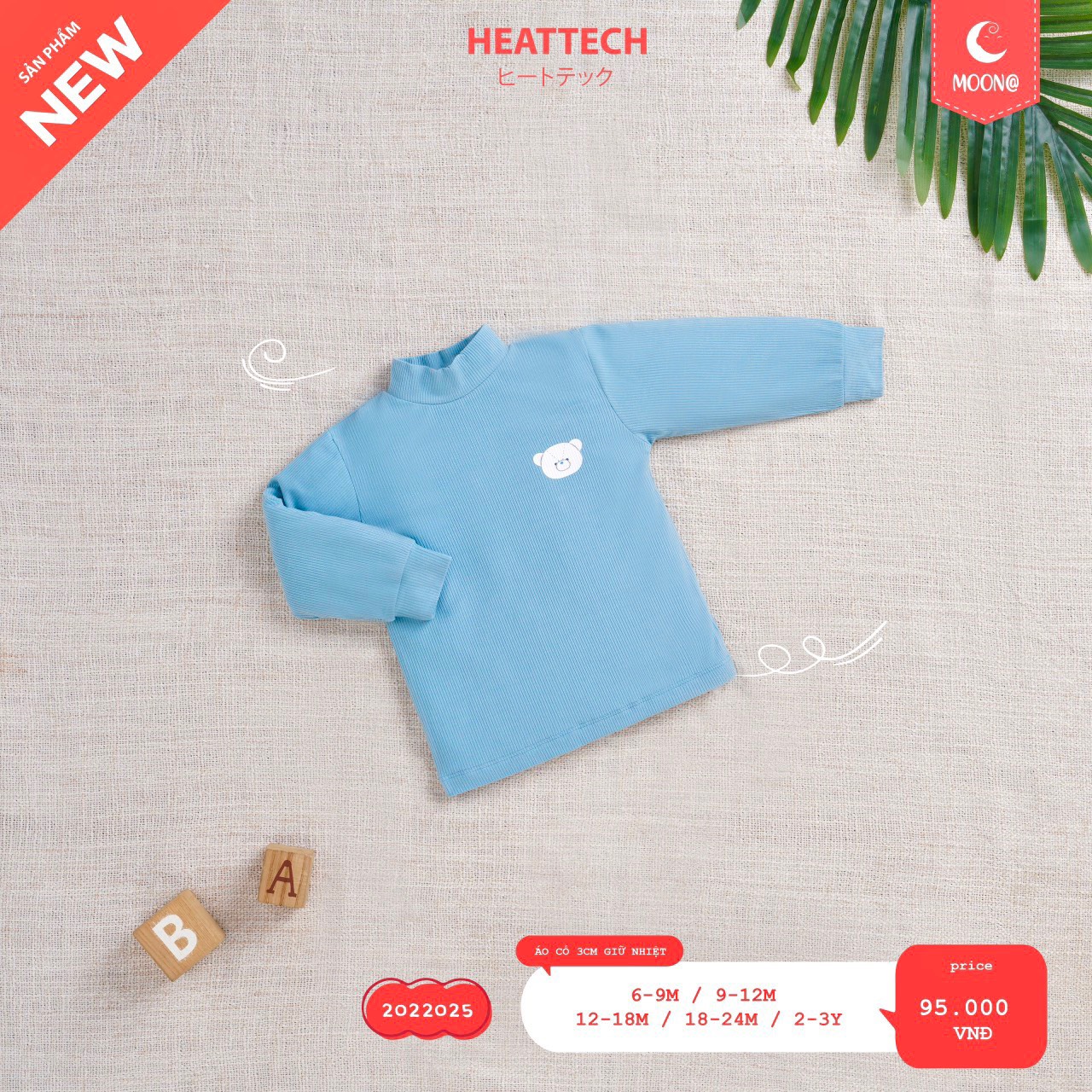 Áo cổ 3cm giữ nhiệt heattech nhiều màu trẻ em Moon