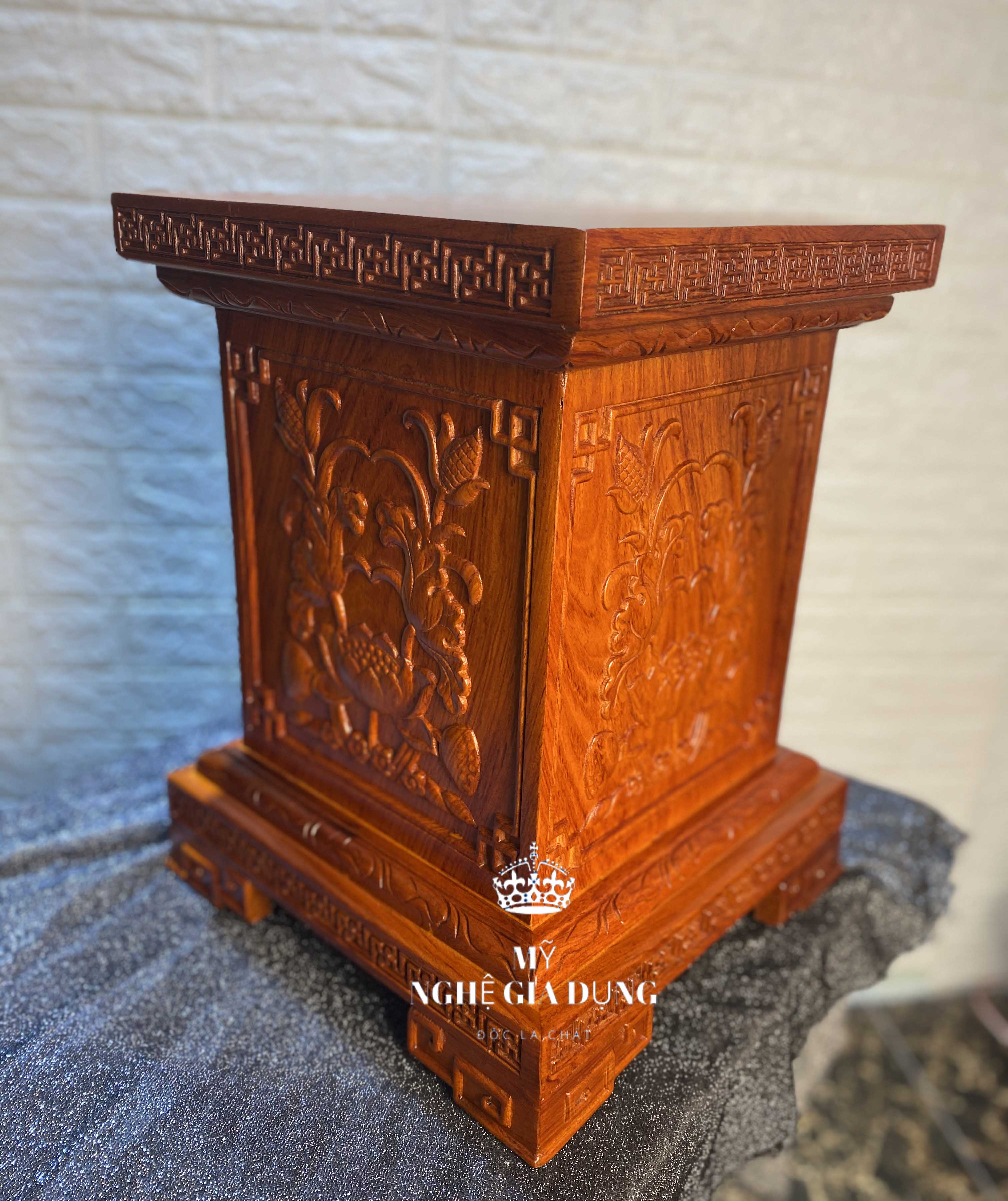 Đôn chân loa kê đồ gỗ hương đá cao 40cm
