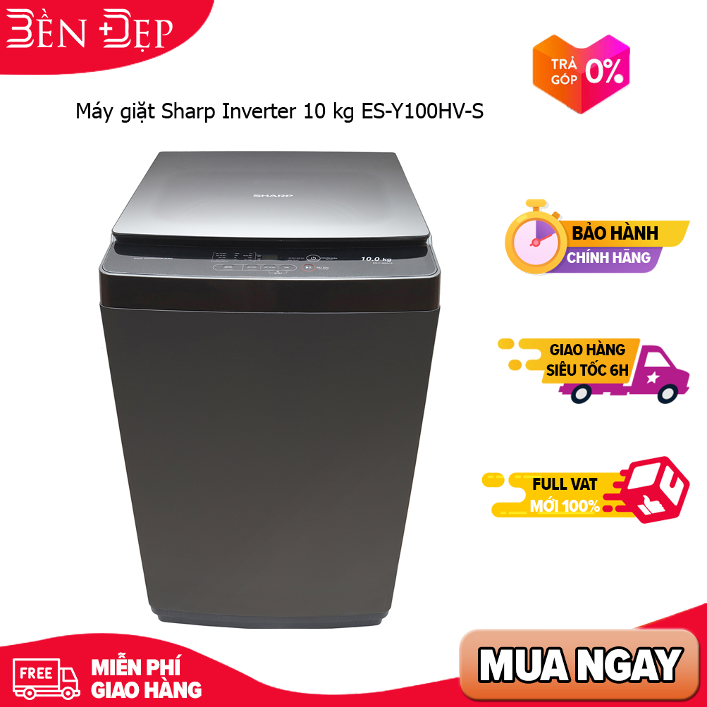 Máy giặt sharp inverter 10 kg es-y100hv-s