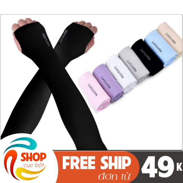 (Có video) Găng tay chống nắng nam nữ xỏ ngón dài, ống Tay Chống Nắng Hàn Quốc Lets Slim thể thao cao cấp vải Aqua siêu mát chống tia UV hiệu quả