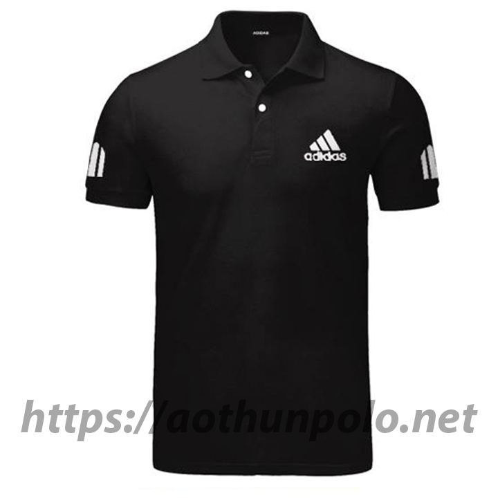 Áo thun có cổ nam thêu logo Adidas