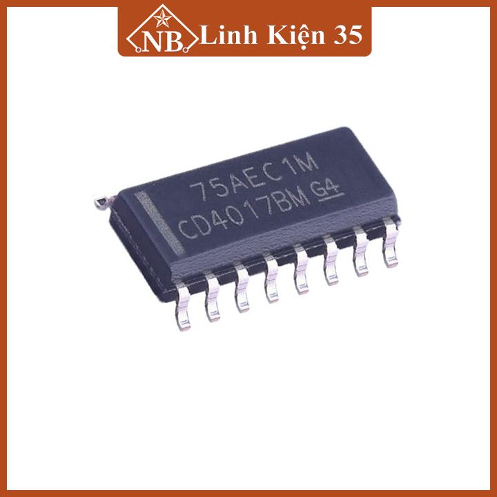 CD4017, IC đếm thập phân CD4017 chân cắm DIP16/ chân dán SOP16
