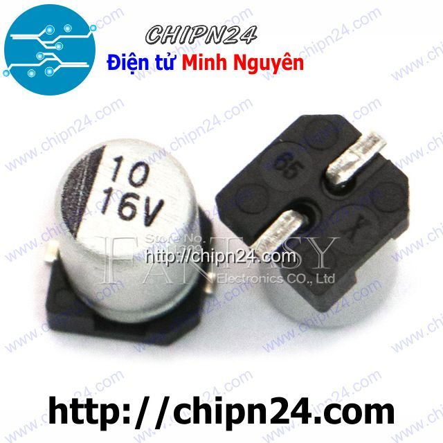 [10 con] (KG2) Tụ nhôm 10uF 16V 4x5mm [SMD Dán]