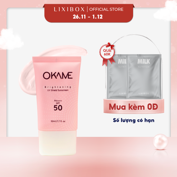 Kem Chống Nắng Nâng Tone Dạng Sữa Okame Brightening UV Shield Sunscreen SPF 50/PA++++ 50ml nhập khẩu