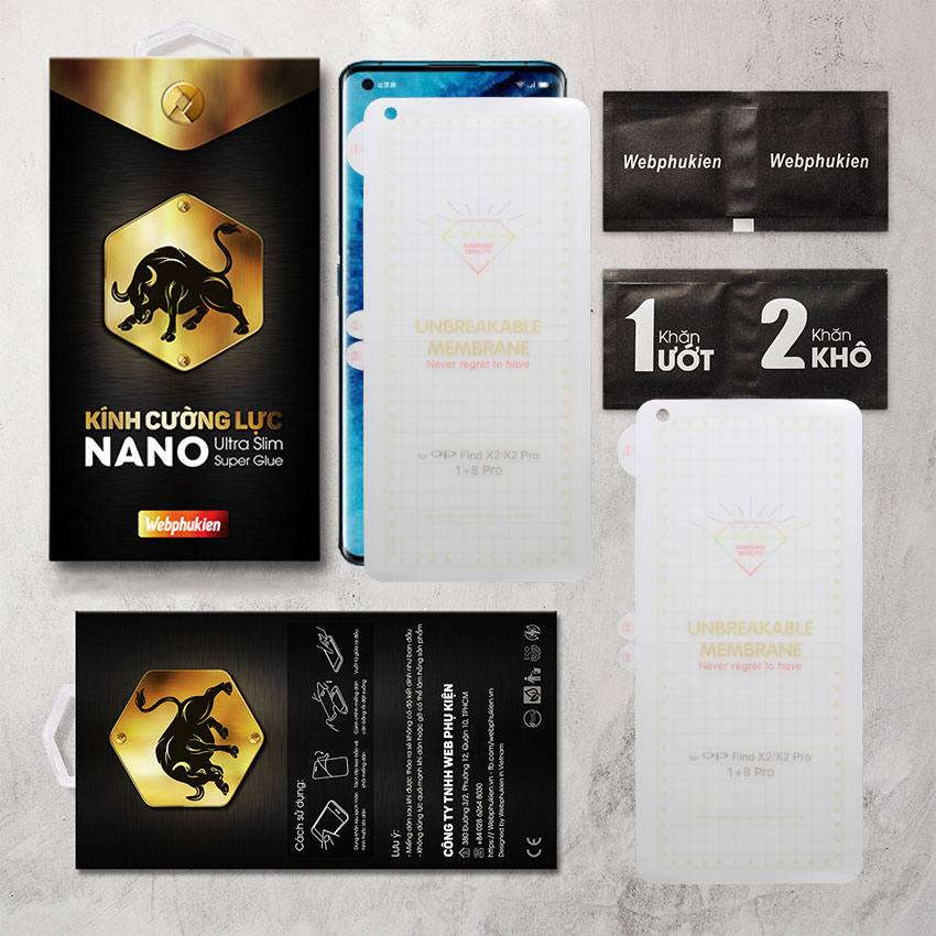 Miếng dán dẻo ppf cho oppo find x2, x2 pro full màn hình webphukien - mặt trước