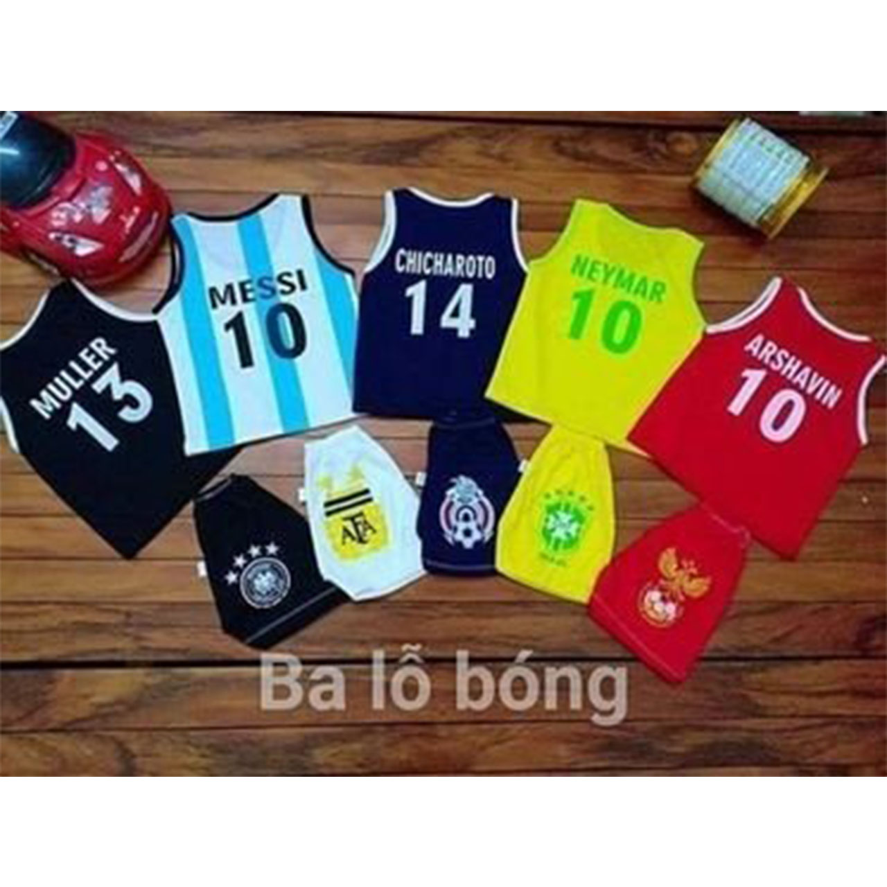 Sét 5 bộ quần áo ba lỗ bóng cho bé 3 đến 14 kí
