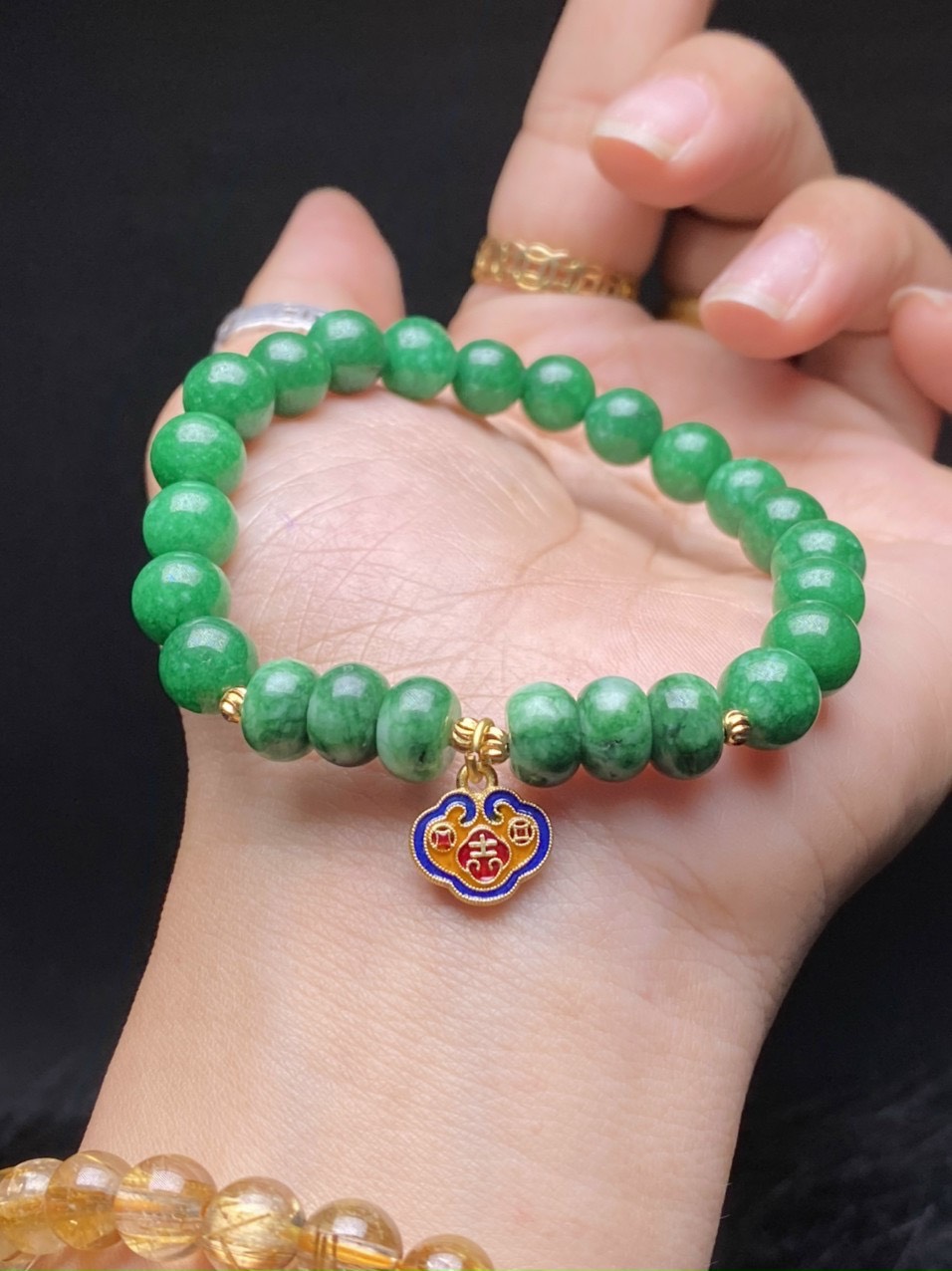 Vòng đeo tay phong thủy mix phụ kiện đá ngọc cẩm thạch