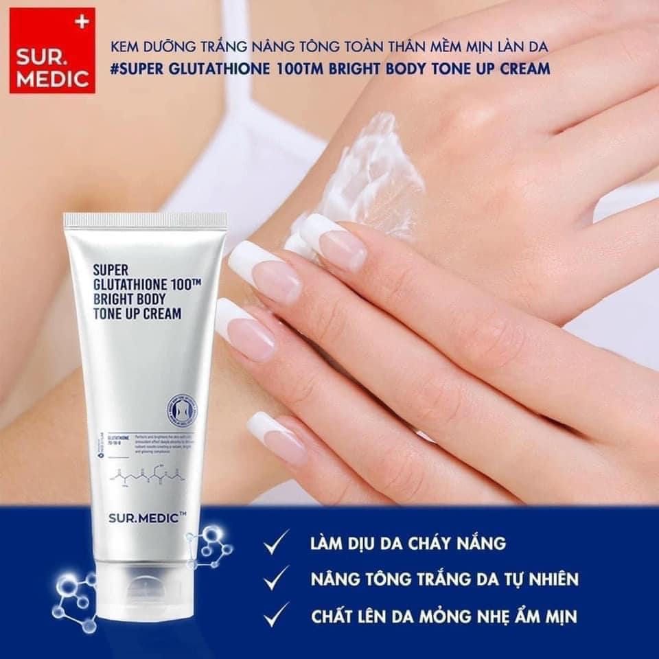 Kem Dưỡng Thể Sur Medic Kem Dưỡng Trắng Da Nâng Tone Body Sur.medic Super Glutathione 100 Bright Body Tone Up Cream 150ml