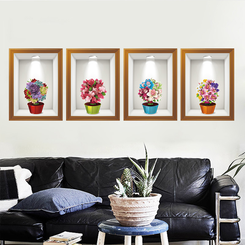 Decal dán tường LỌ HOA CẨM TÚ CẦU Sticker Tranh Dán Tường Decal dán tường cây xanh ,Decal dán tường hoa lá