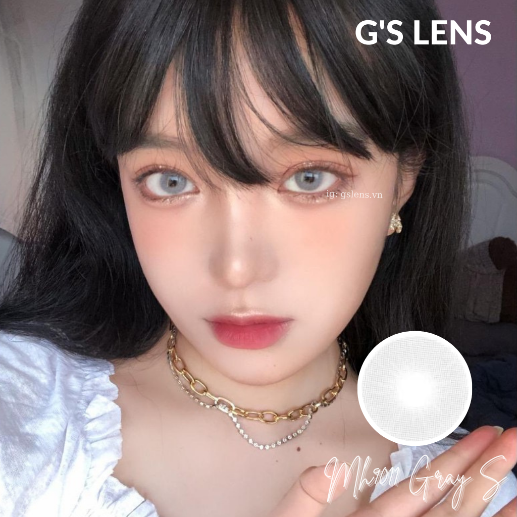 Lens Mắt Kính Áp Tròng Xám Khói Giãn Nhẹ Size S 14.2mm Có 0-6 Độ Cận Mh9011 Gray - G'S LENS