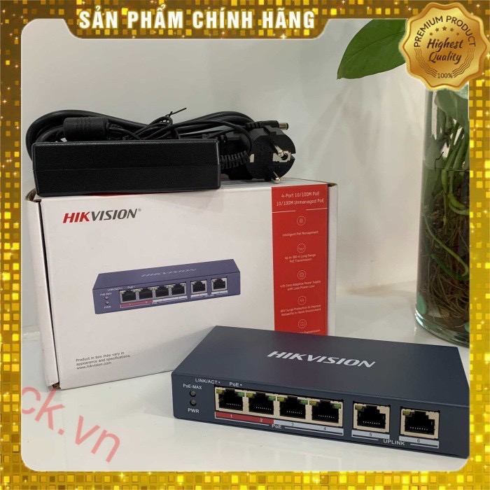 Switch mạng DS-3E0106P-E/M 4 cổng PoE , 2 cổng uplink 10/100Mbps