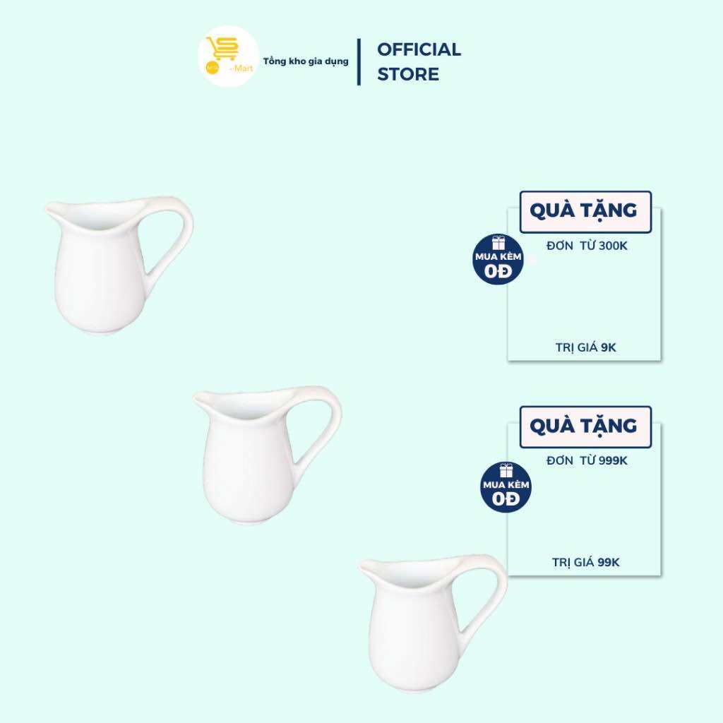 Bình Rót Sữa Ohio Size 1-2-3, Bình Sứ Rót Pha Chế Men Sứ Trắng, Cao Cấp | MTA-MART