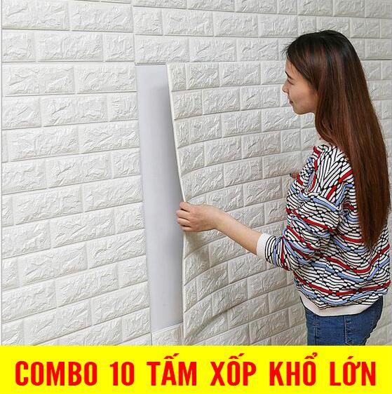 Sale giá gốc SET 45 Tấm Xốp Dán Tường Gỉa Gạch 3D Trắng sang trọng / Trị tường ẩm mốc - 70x77 Ngọc Diệp Decor