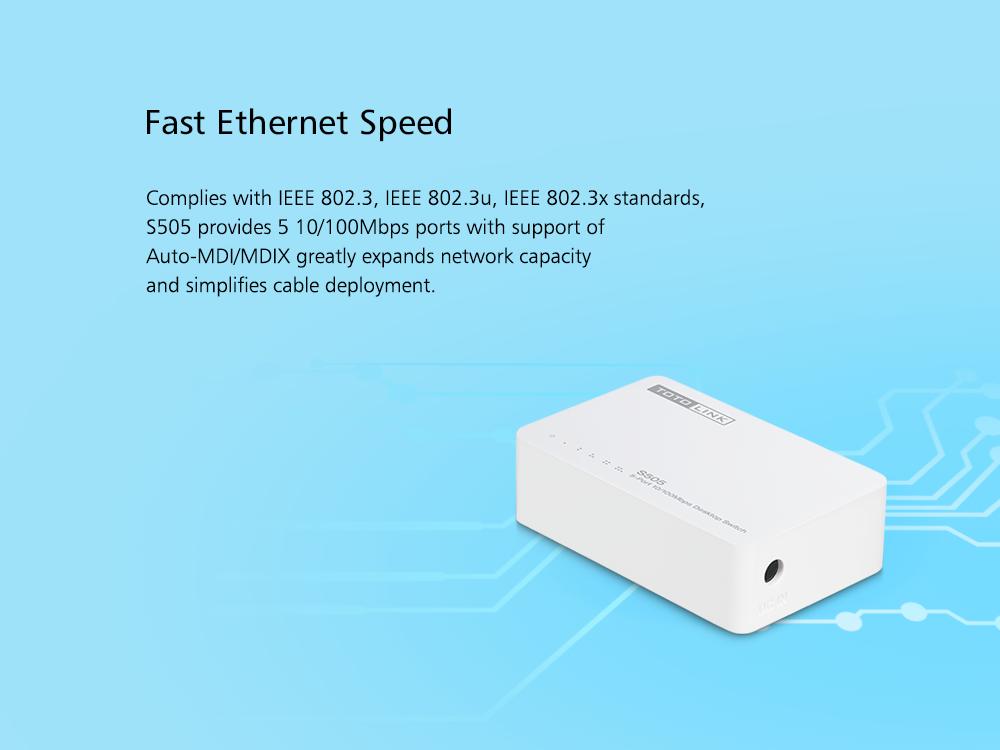 Switch 5 cổng 10/100Mbps TOTOLINK S505