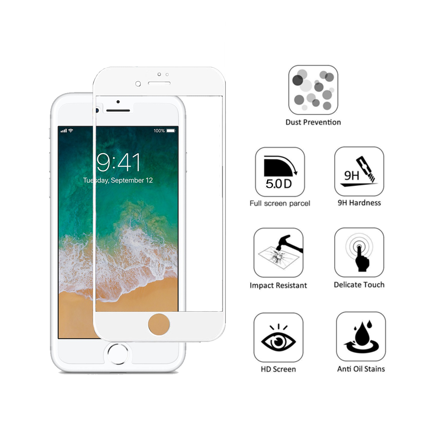 Cường lực full màn cho dùng cho iphone 7 / Iphone 8 (Trắng)