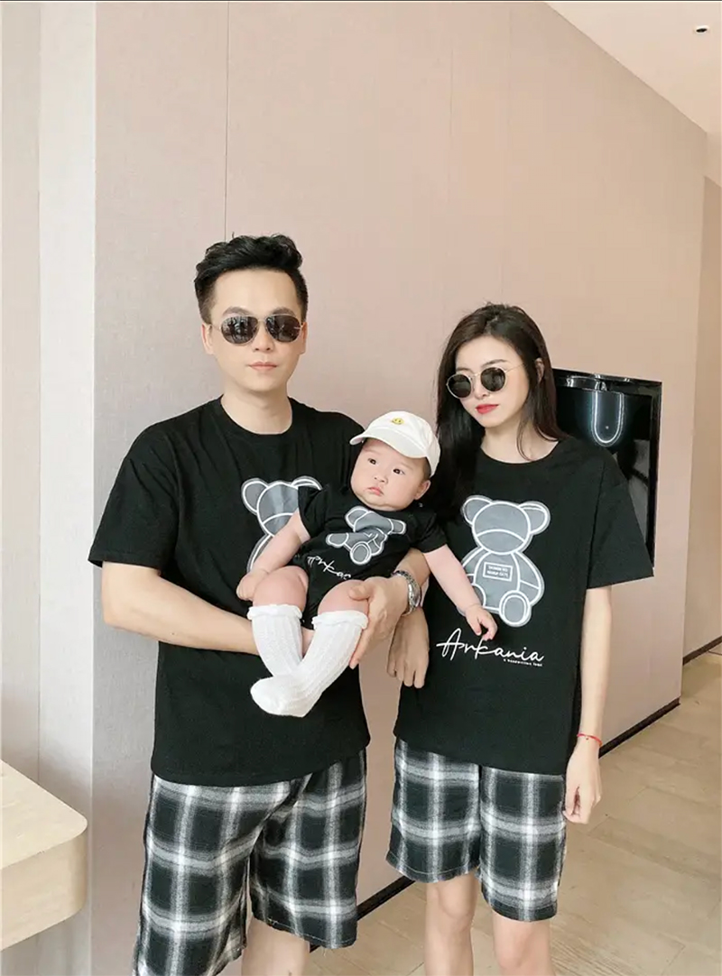 Áo gia đình Familylove - Áo gia đình Gấu dễ thương Cotton 100%