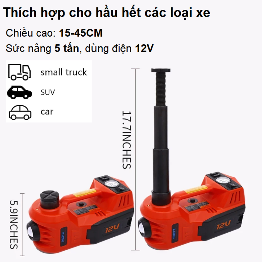 Bộ nâng kích gầm điện 5 tấn, kiêm máy bơm lốp và máy siết ốc ô tô đa năng 3 trong 1 ROGTZ TY-155EHJS - Hàng Nhập Khẩu Chính Hãng