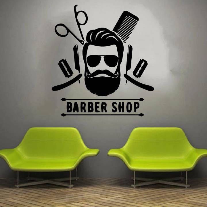 Decal Trang trí Barber, Salon cắt tóc P1