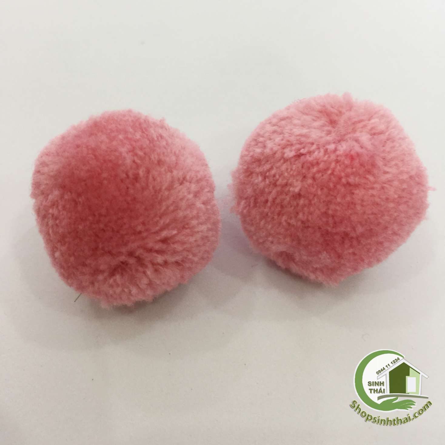 Ba Cục Bông Len Tròn 3cm - Màu Hồng Ruốc