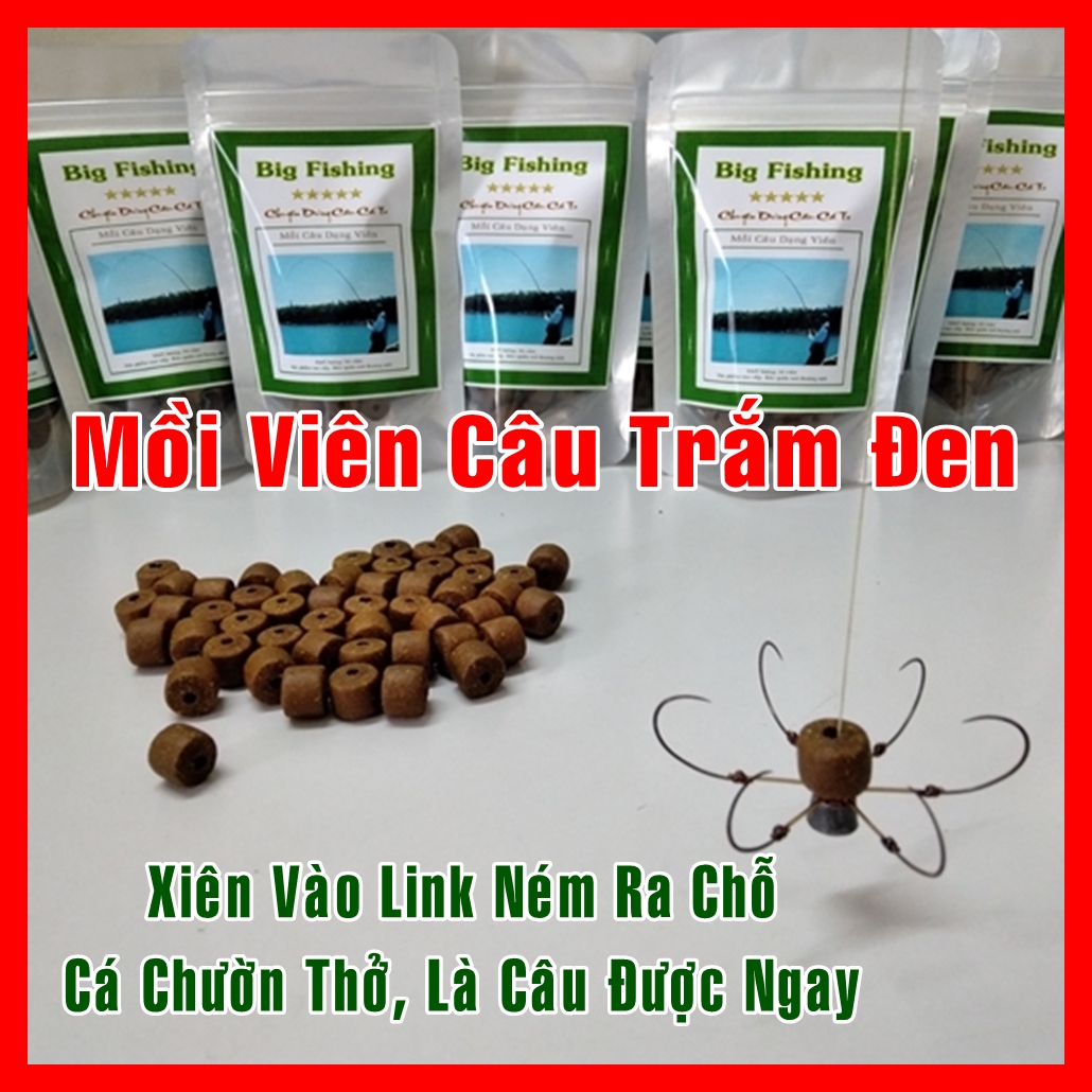Mồi câu cá trắm đen, túi 50 viên. Mồi câu cá trắm đen, thính câu cá trắm đen, cách câu cá trắm đen
