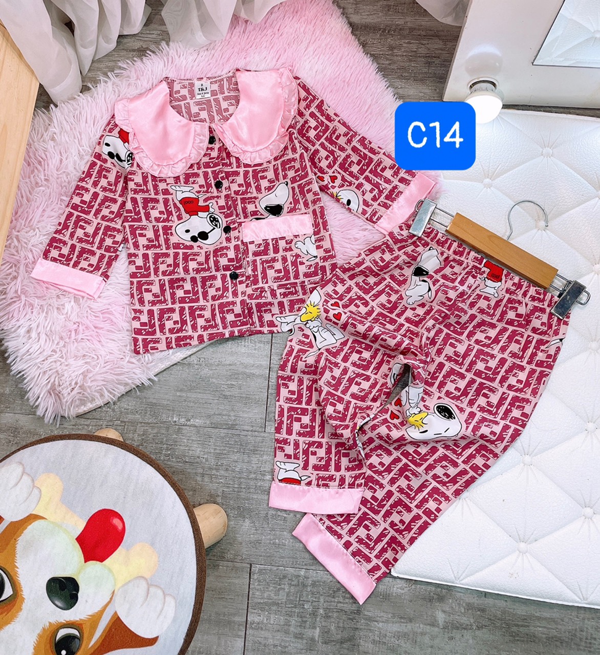 Bộ pijama lụa mango cho bé 10-21kg