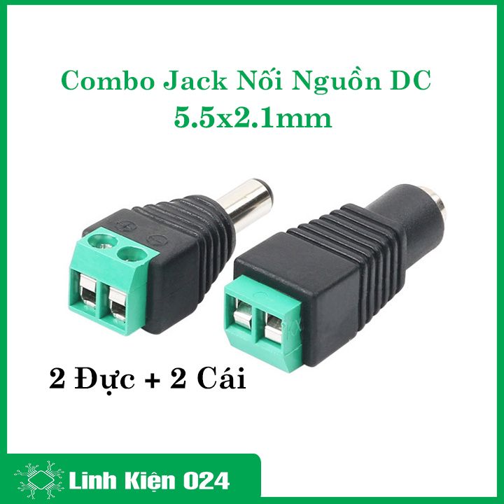 Bộ 4 chiếc jack nối nguồn dc đực cái 5.5x2.1mm