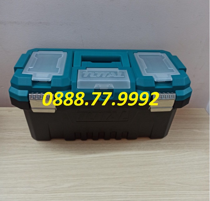 Hộp đựng đồ nghề TOTAL TPBX0172 Thùng đồ nghề khóa kim loại tải trọng tối đa 15kg, chất liệu nhựa PP cứng cáp, bền bỉ