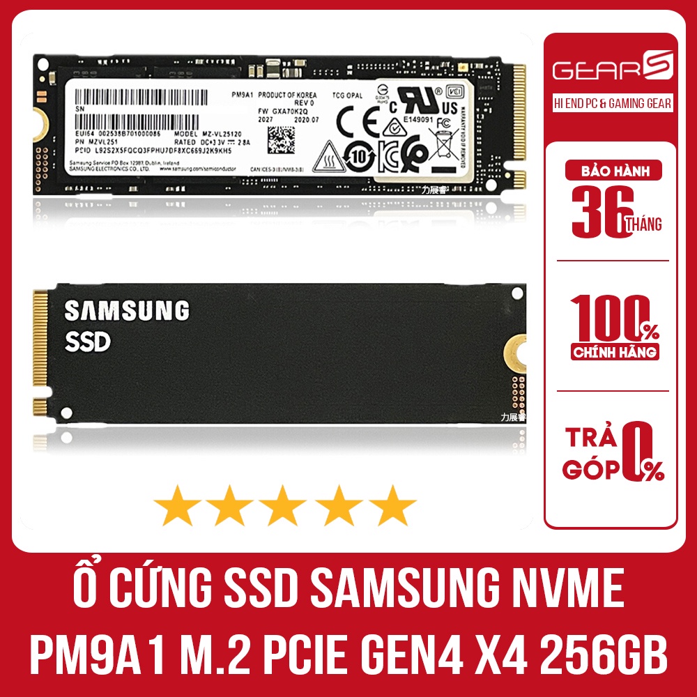 Ổ cứng SSD Samsung NVMe PM9A1 M.2 PCIe Gen4 x4 256GB - Bảo hành 36 Tháng