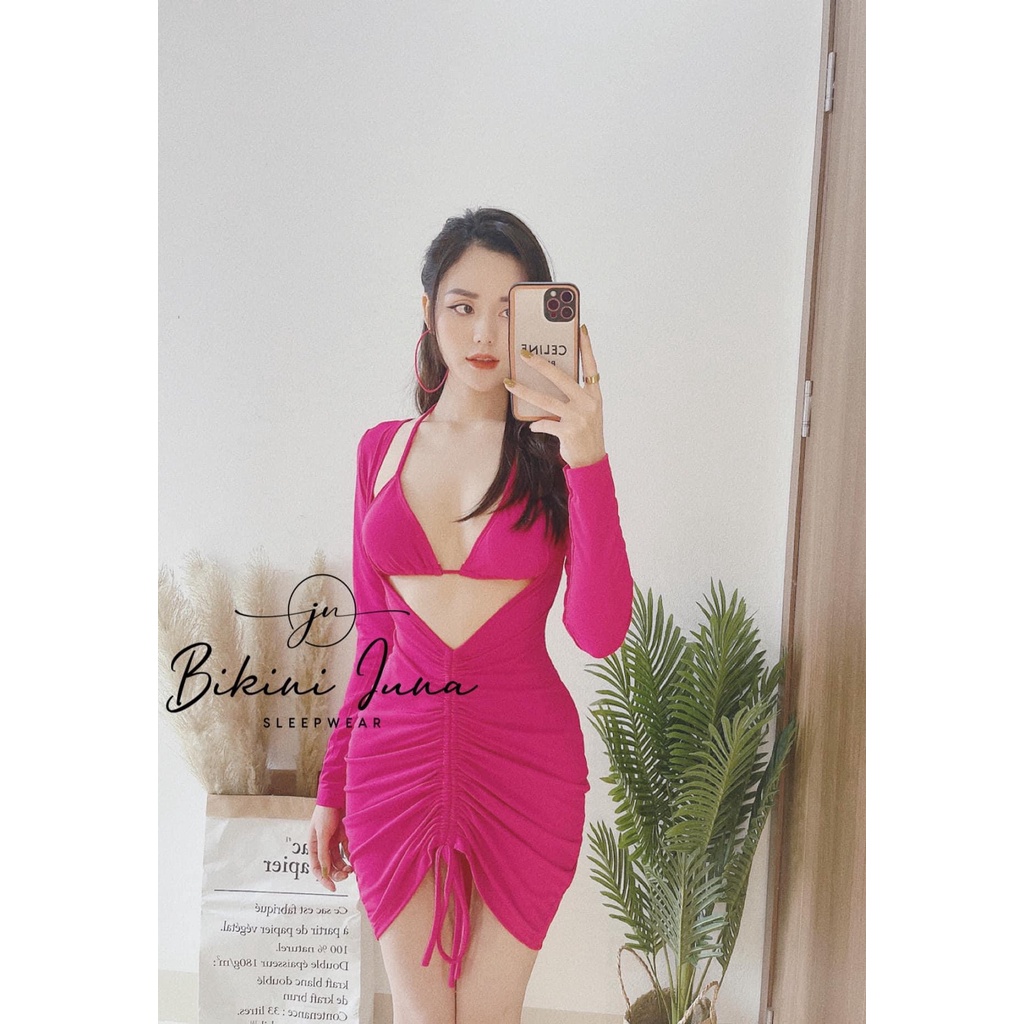 Bikini tam giác phối tay dài rút ( nhiều màu)