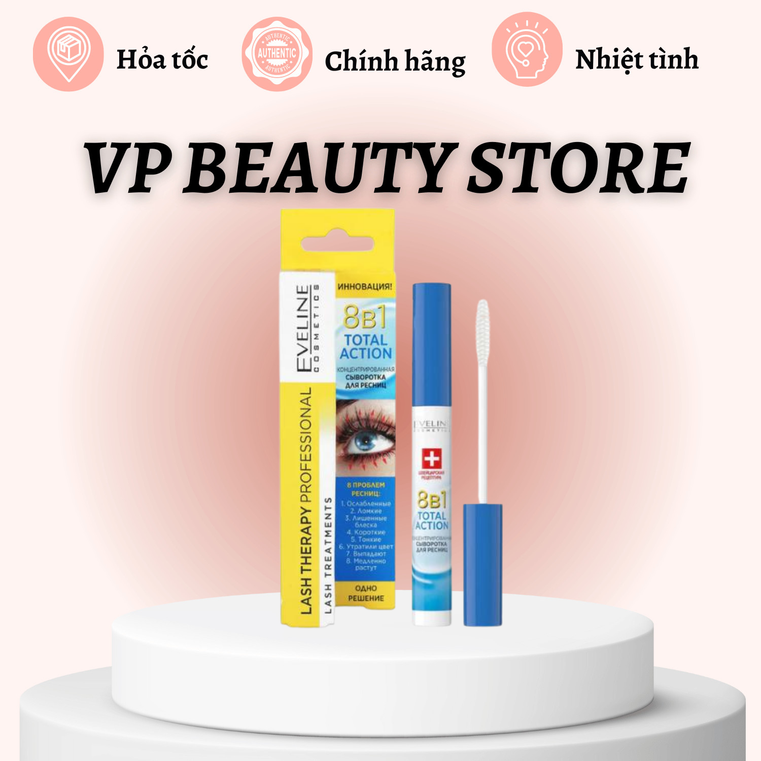 Huyết thanh dưỡng mi eveline 8 in 1 total action lash therapy professionall 10ml
