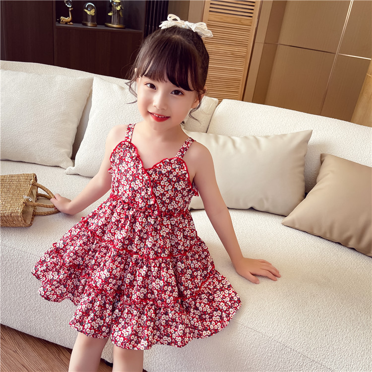 Váy Hoa đỏ  hai dây nhí Cute