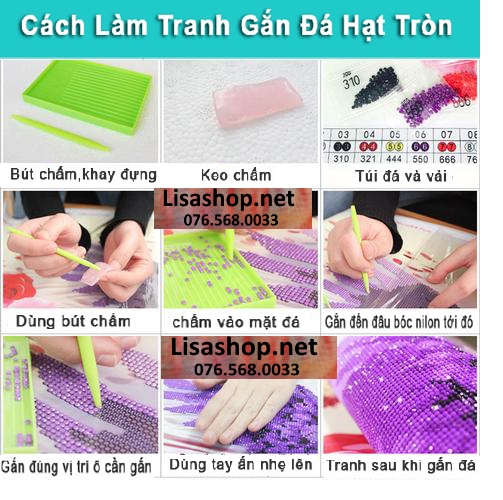 [HCM]Tranh đính đá LỘC lúa 53x71cm chưa đính lg1193