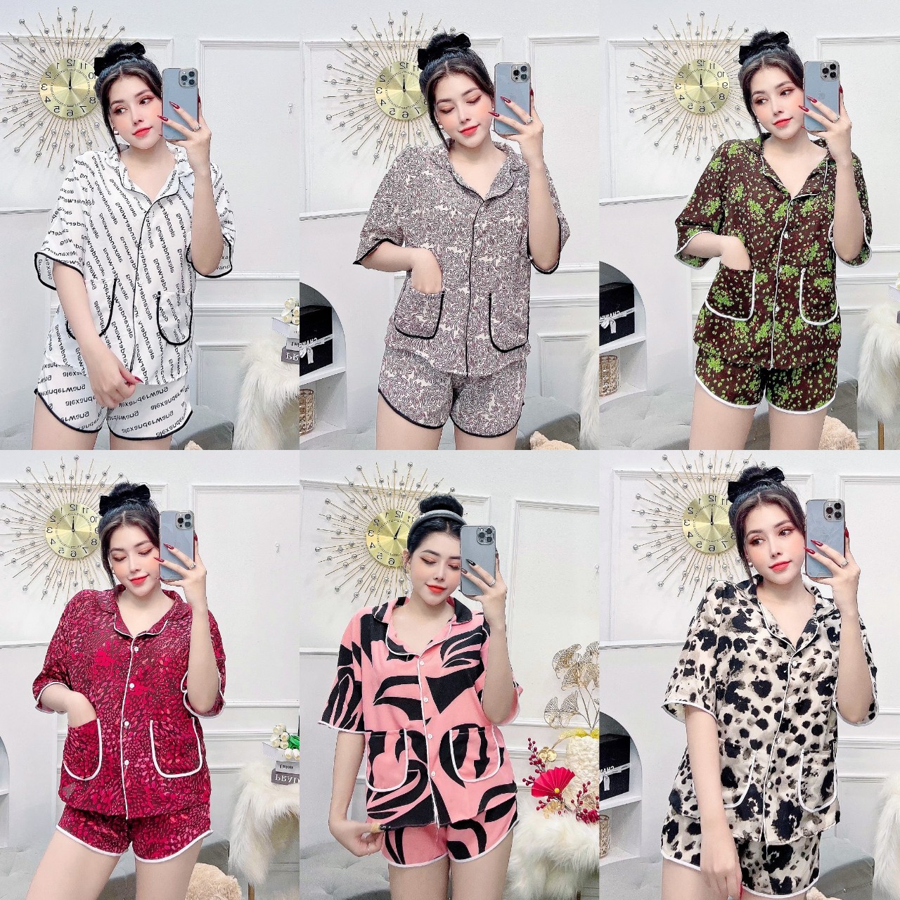 Đồ bộ Pijama Đùi Cao Cấp chất liệu Lụa MANGO siêu mượt, Đồ ngủ đùi vải Mango thiết kế Cổ Sen siêu xinh