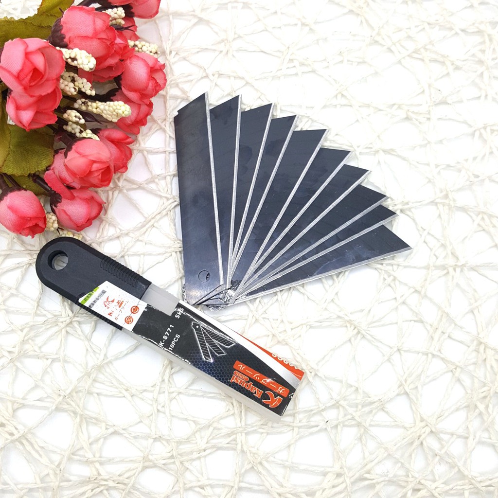 Hộp 10 Lưỡi Dao Rọc Giấy Đen Kapusi