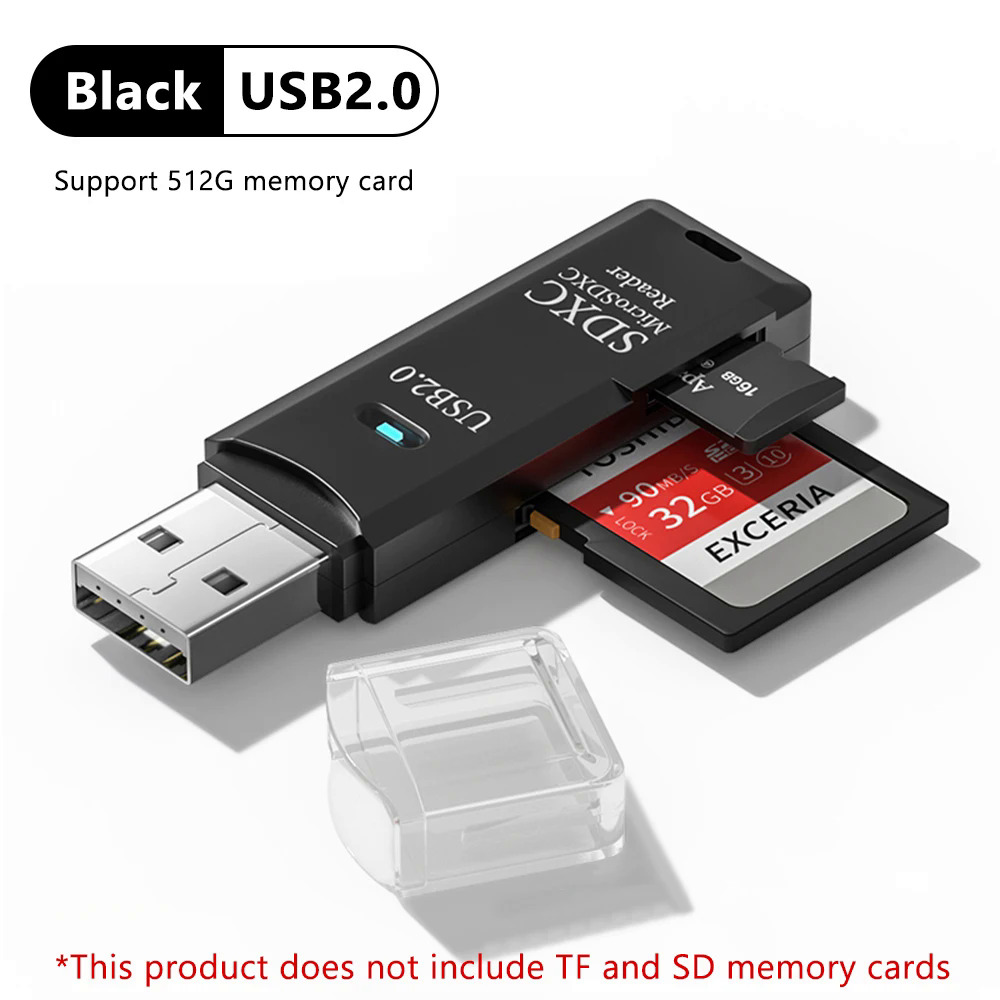 Elough Đầu đọc thẻ 2 trong 1 đầu đọc thẻ nhớ USB 3.0 sang thẻ SD TF Đầu đọc thẻ thông minh tốc độ cao cho máy tính phụ kiện máy tính xách tay