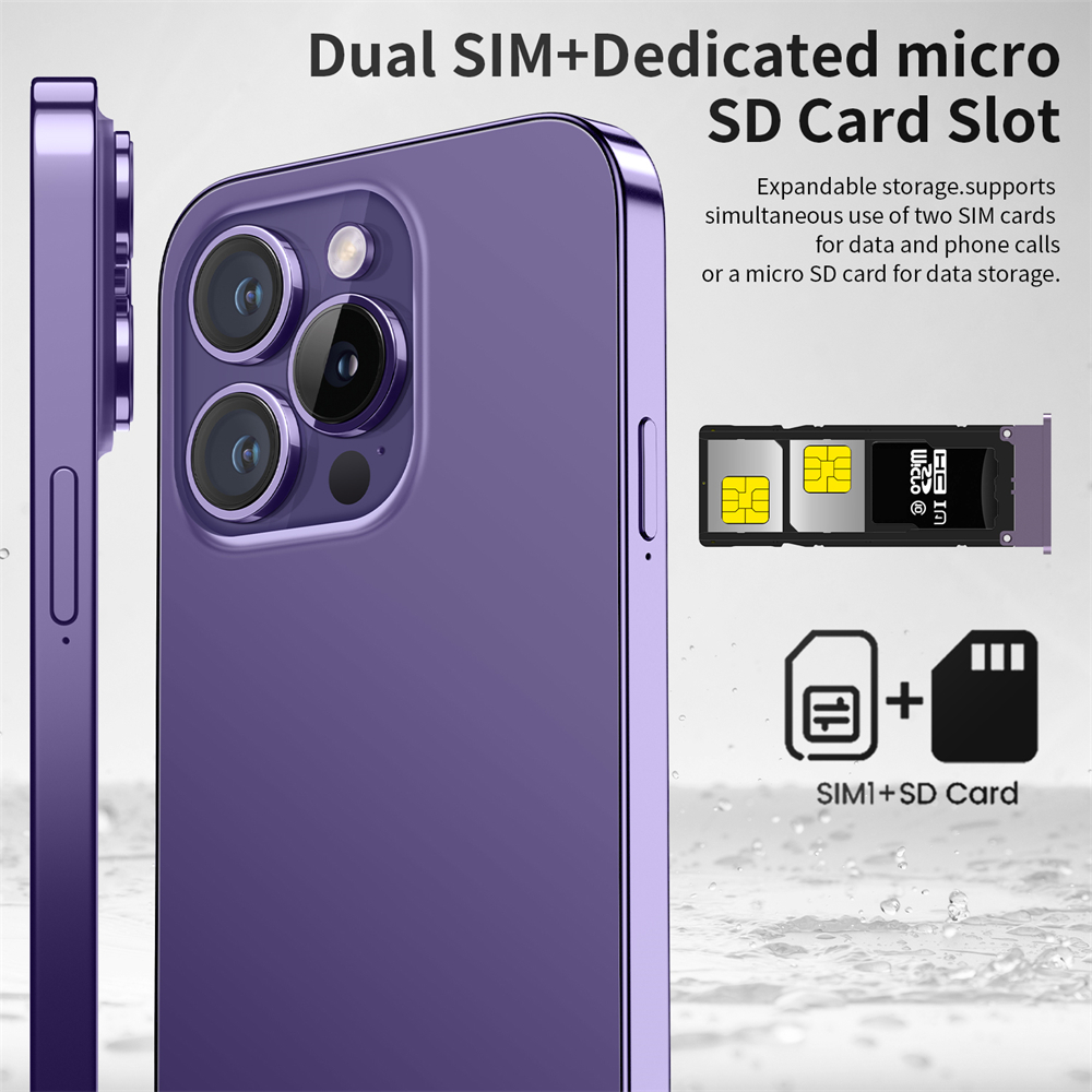 Mới 14 Pro Max Mở Khóa Vân Tay Điện Thoại Thông Minh Toàn Màn Hình 6.7 Inch Nhận Diện Khuôn Mặt Điện Thoại 4G/5G 6800MAh Điện Thoại Phiên Bản Toàn Cầu