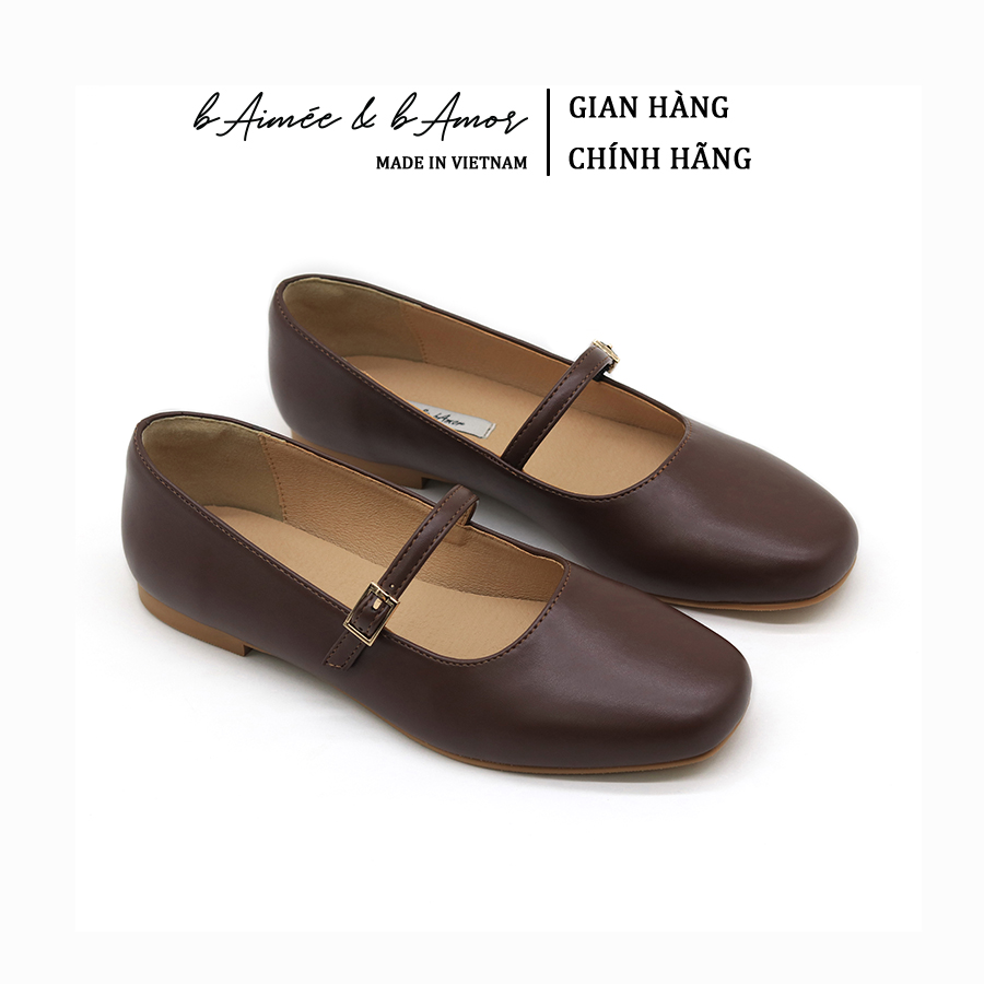 Giày bệt búp bê nữ Anie Mary Jane đế bệt mũi tròn da mềm êm cao cấp bAimée & bAmor - MS3003