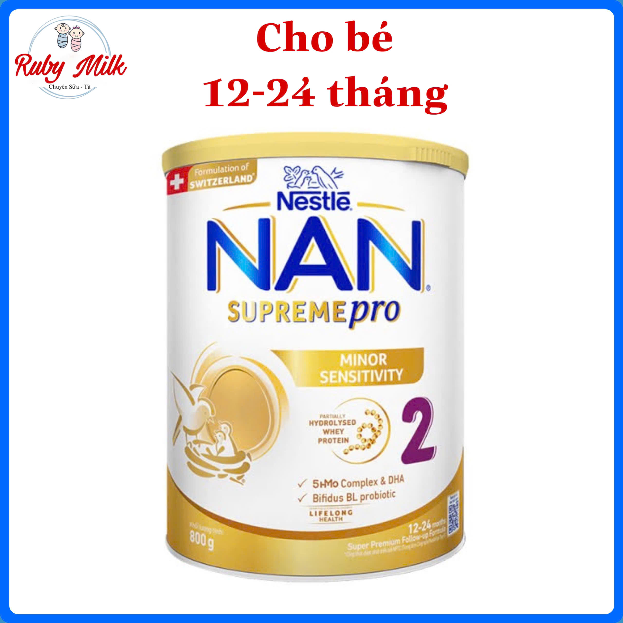 Nan Supreme Pro Swiss Milk Powder No. 2 Can 800g (Random Delivery Model with Green or White Lid)
