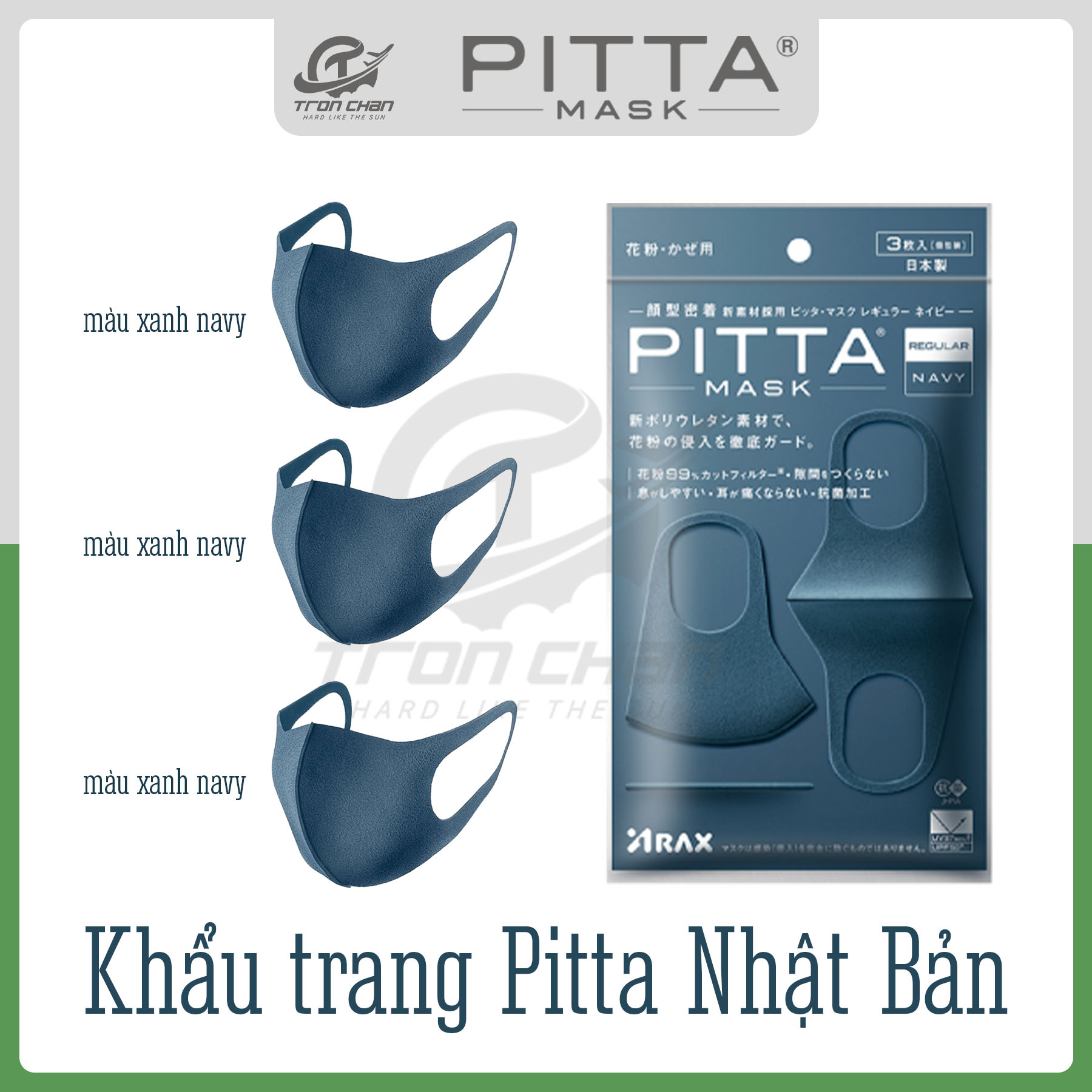 Khẩu Trang Pitta Nhật Bản Size Regular - Gói 3 cái