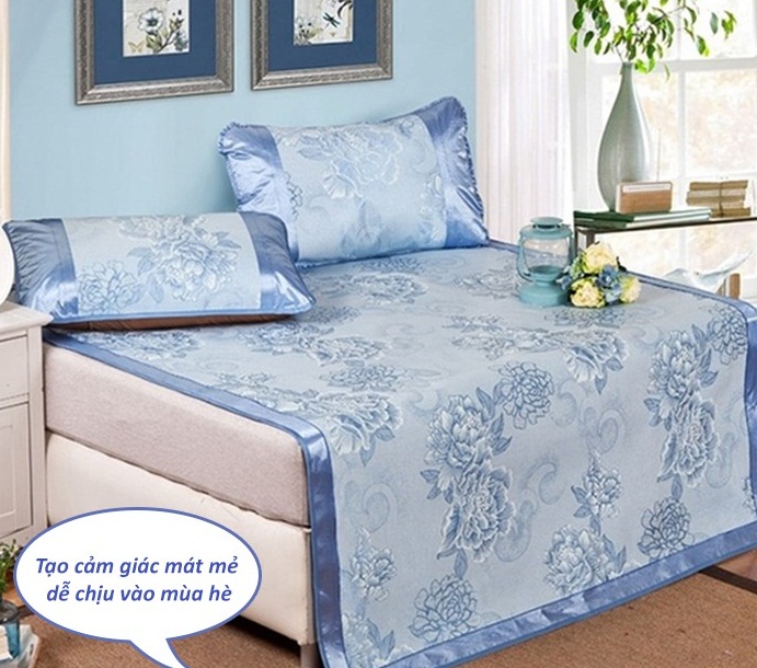 (FreeShip MAX) Chiếu Lụa Điều Hoà 3D 1m8x2m Và 2 Vỏ Gối Cao Cấp