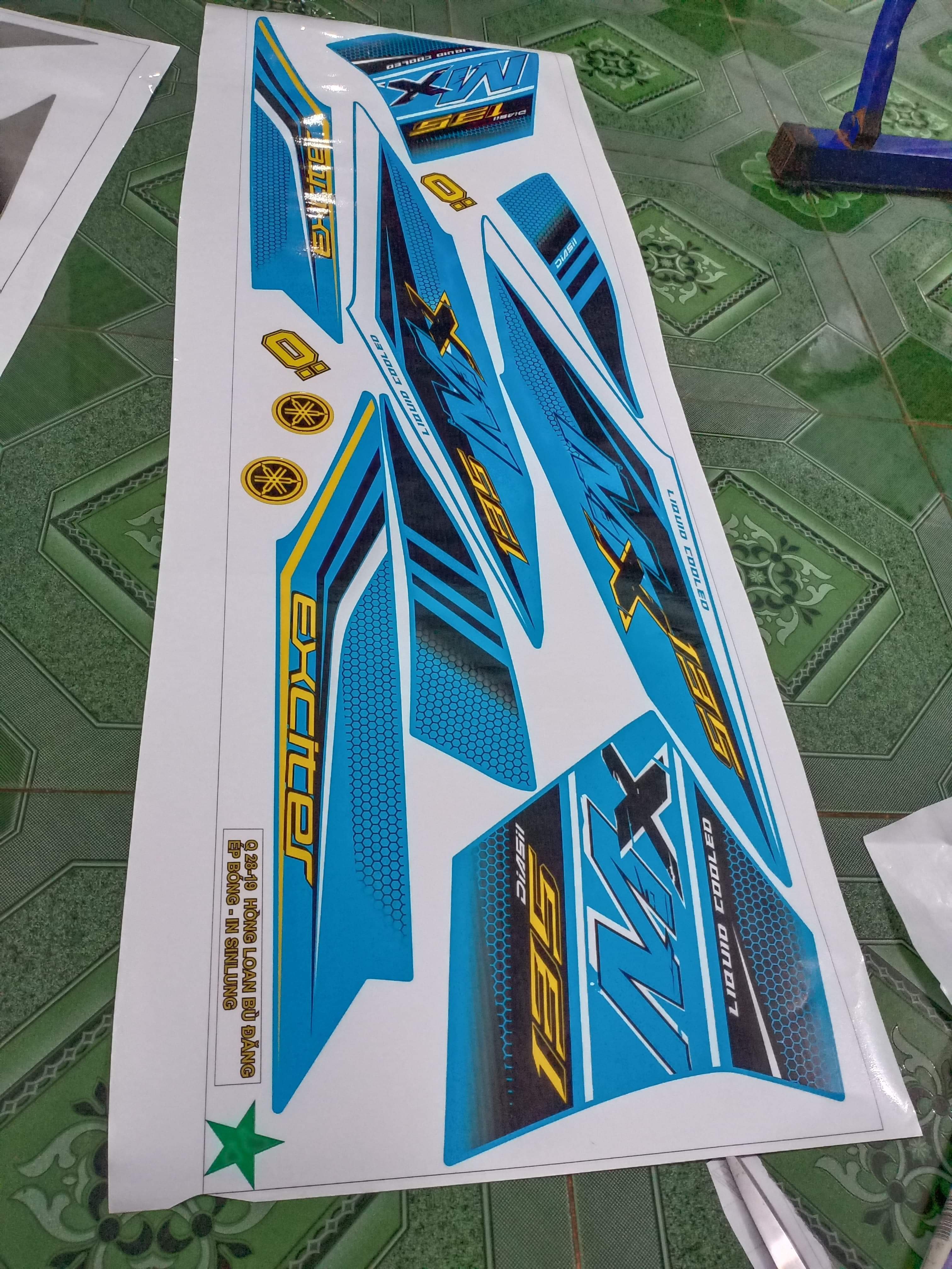 tem rời ex 135 dán xe xanh nitron