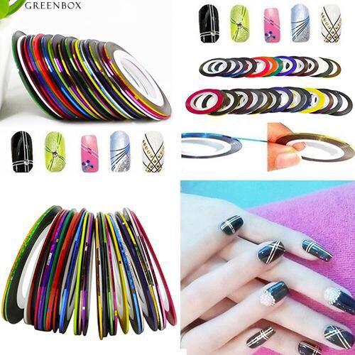 30 cuộn decal dán móng nail art siêu đẹp lấp lánh màu sắc, hologram trang trí móng tay, móng chân nghệ thuật