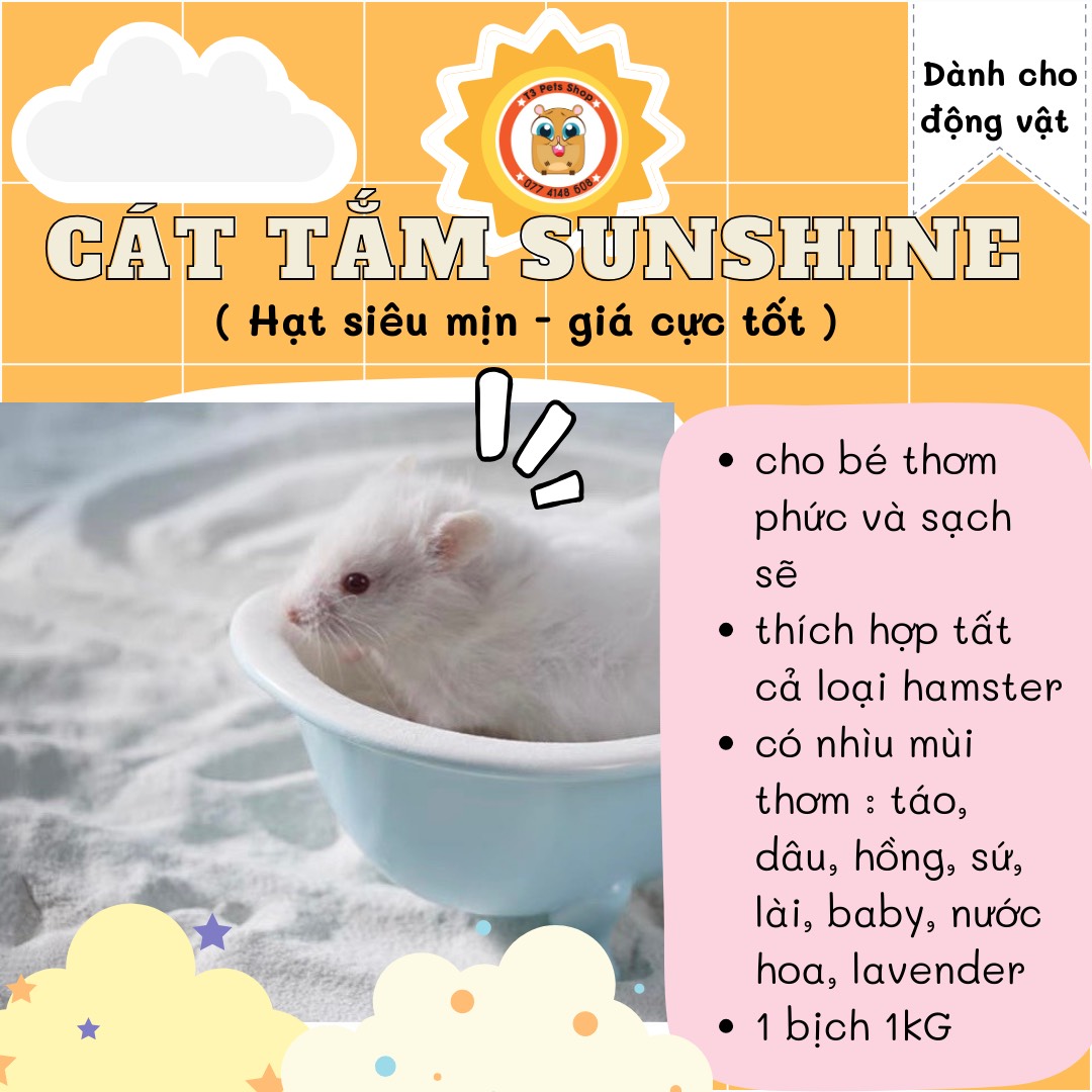 Cát tắm sunshine dành cho hamster đủ mùi thơm dành cho hamster