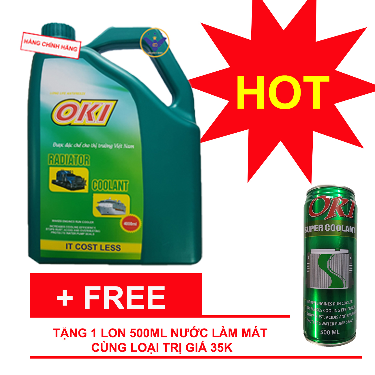 QUÀ TẶNG Nước làm mát xe ô tô MÀU XANH Esna Coolant 4L tặng lon 500ml