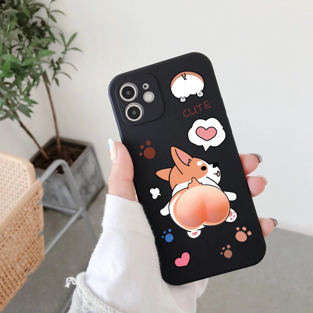 Ốp Lưng IP Cạnh Vuông Corgi, Shin Đào Bóp Siêu Hot