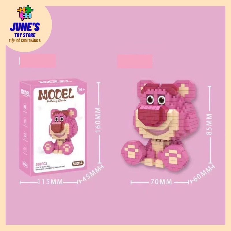 Mô hình lắp ráp lego lắp ráp - Gấu dâu - Gấu Losto - HCM