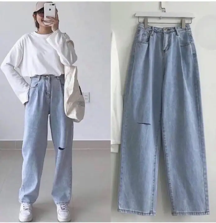 HOT À NHA!!! ] QUẦN JEAN ỐNG RỘNG NỮ CAO CẤP NITI2 DÀI RÁCH GỐI CỰC CHẤT  CƯC HOT HIT-NL12309 | Lazada.vn