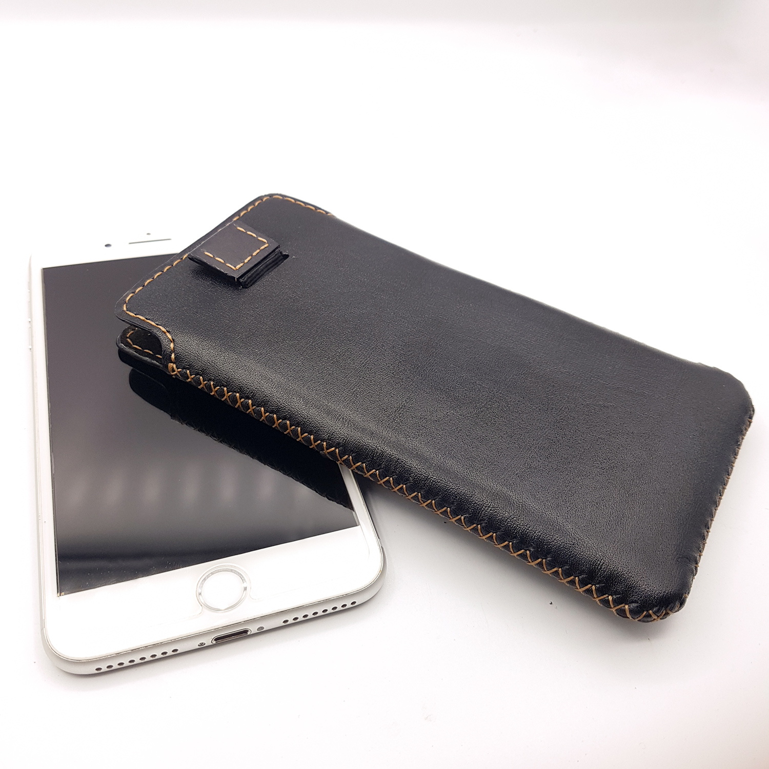 Bao điện thoại dành cho smartphone - bao da thủ công màu đen